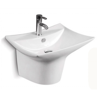 Semi-pedestal sink white/invory color wall hung pedestal basin