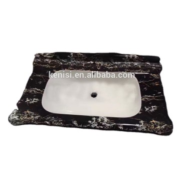 Polished Nero Marquina Black Marble Bathroom Vanity Wash Basins